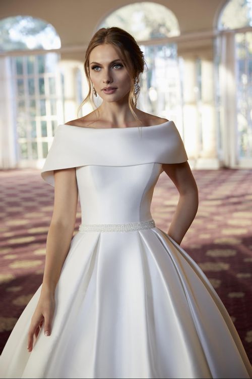 Elegant Portrait Neckline Wedding Dresses 25 Ideas