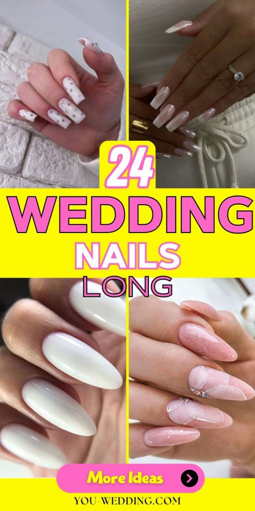 Elegant Embellishments for the Big Day: Wedding Nails Long 24 Ideas