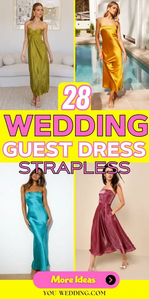 Stunning Strapless Wedding Guest Dress 28 Ideas