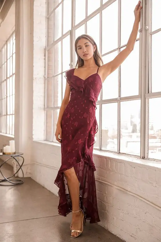 Fall Wedding Guest Dress in Burgundy 23 Ideas: A Timeless Statement