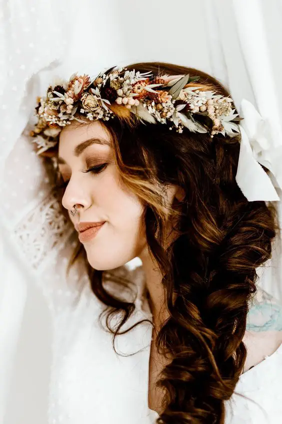 Autumn Wedding Hair Wreath 24 Ideas: The Perfect Accessory for a Fall Bride