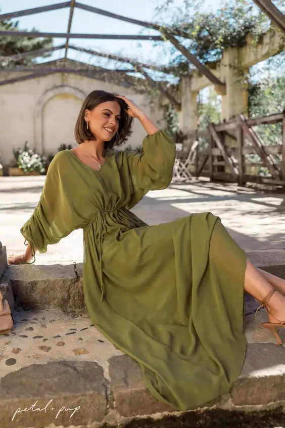 Elegant Autumn Wedding Guest Dresses in Olive Green 23 Ideas: The Perfect Choice for a Stylish Celebration