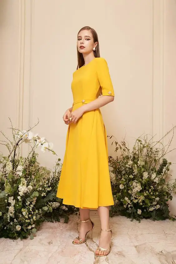 Fall Yellow Wedding Guest Dress Inspiration 22 Ideas