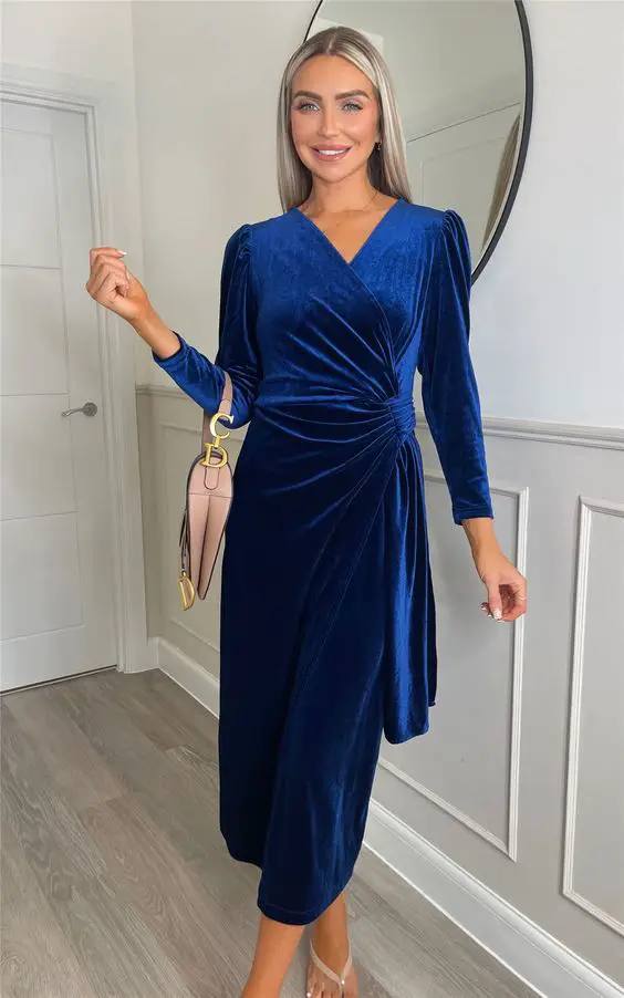 Autumn Wedding Guest Dress 22 Ideas: Blue Elegance