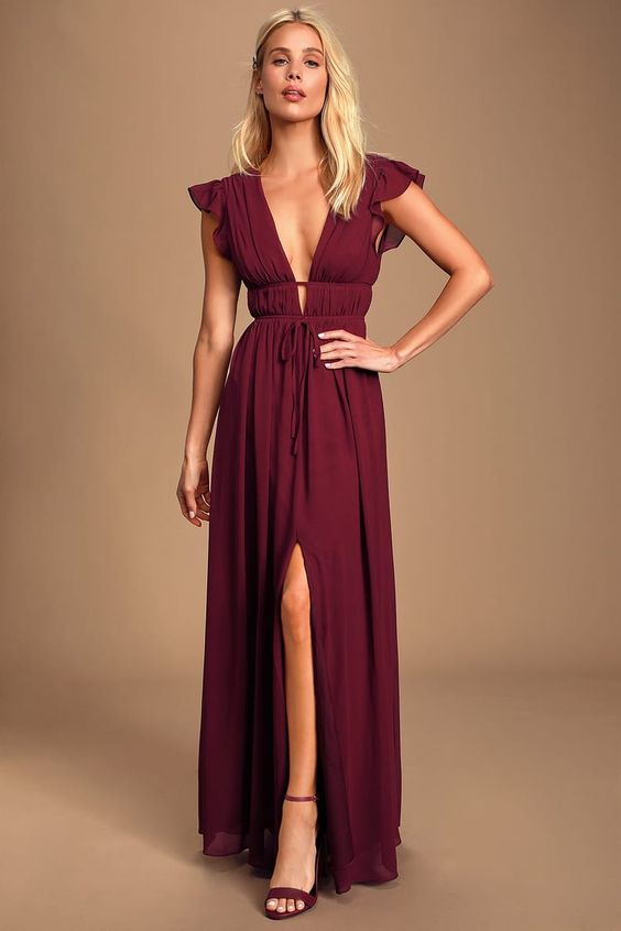 Fall Wedding Guest Dress in Burgundy 23 Ideas: A Timeless Statement