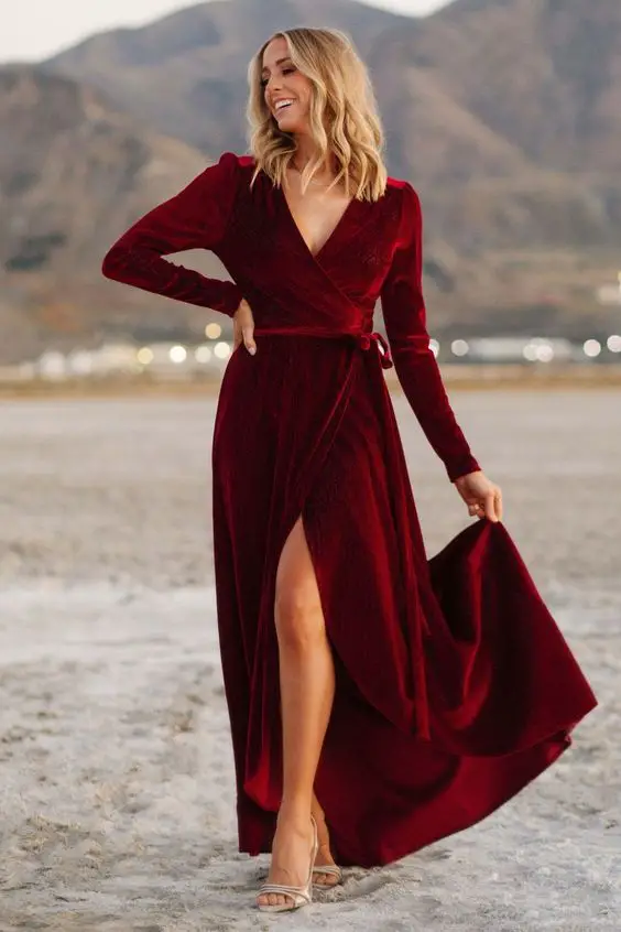 Fall Wedding Guest Dress in Burgundy 23 Ideas: A Timeless Statement