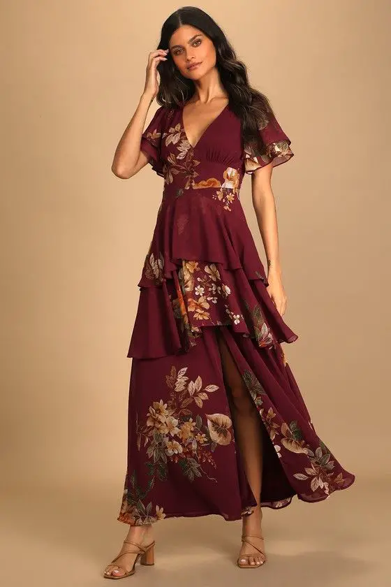 Fall Wedding Guest Dress in Burgundy 23 Ideas: A Timeless Statement