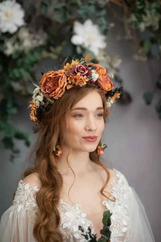 Autumn Wedding Hair Wreath 24 Ideas: The Perfect Accessory for a Fall Bride