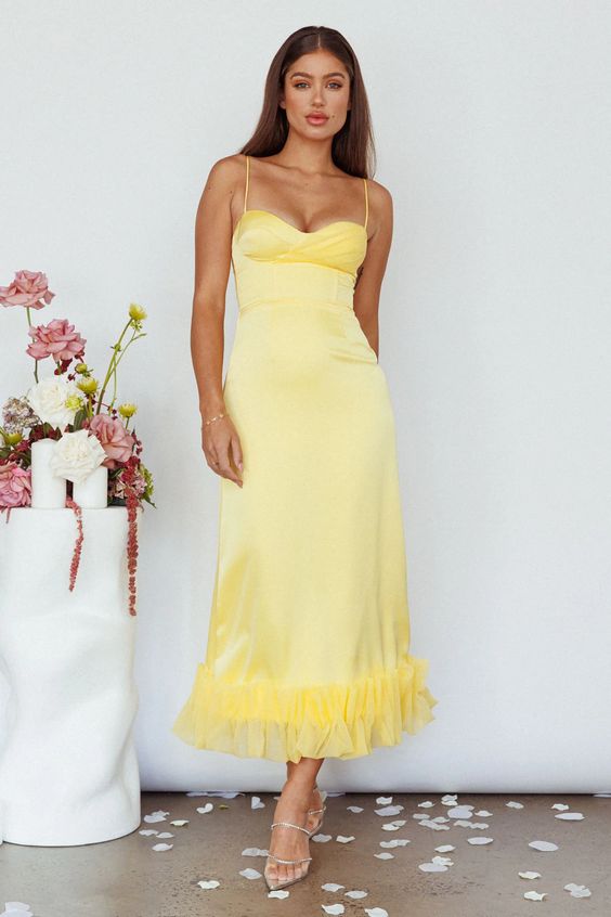 Fall Yellow Wedding Guest Dress Inspiration 22 Ideas