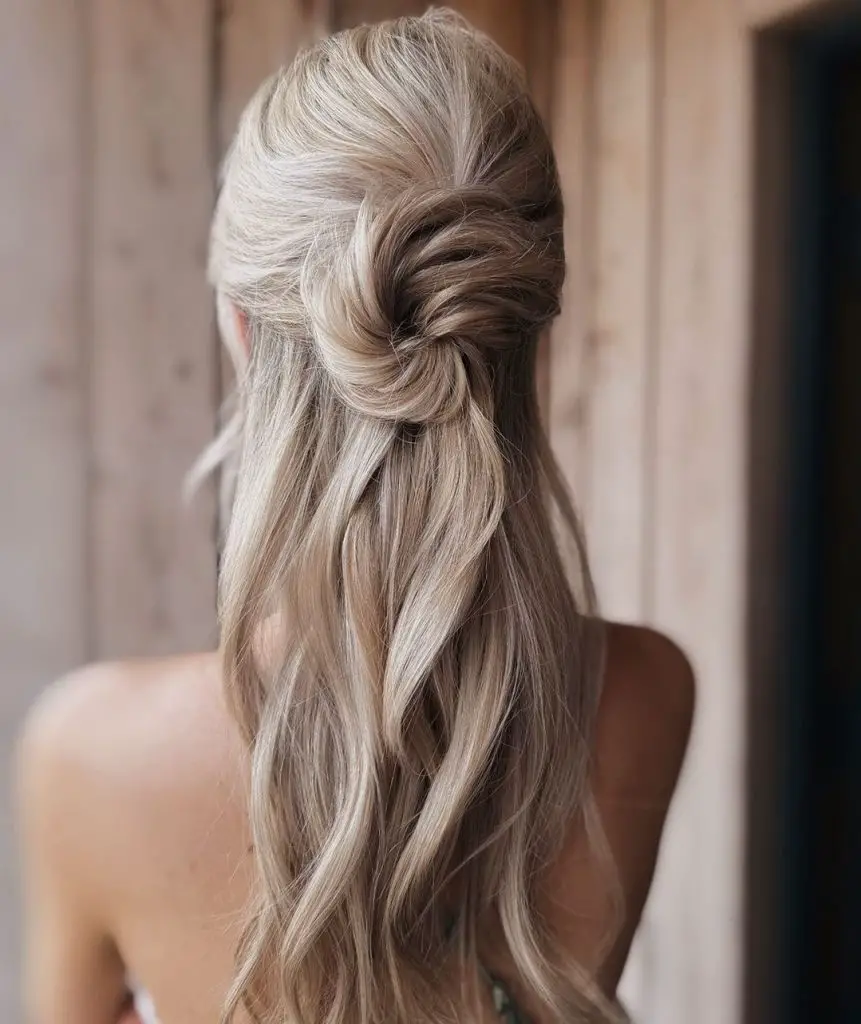 Autumn Wedding Hairstyles: Half-Up Elegance 21 Ideas