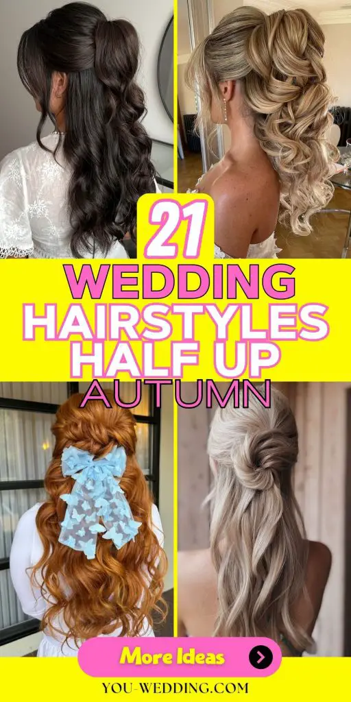 Autumn Wedding Hairstyles: Half-Up Elegance 21 Ideas