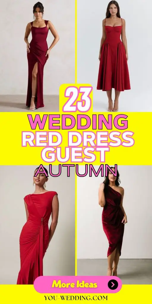 Red Dress Wedding Guest Autumn: Stunning Outfit 23 Ideas for Fall Weddings