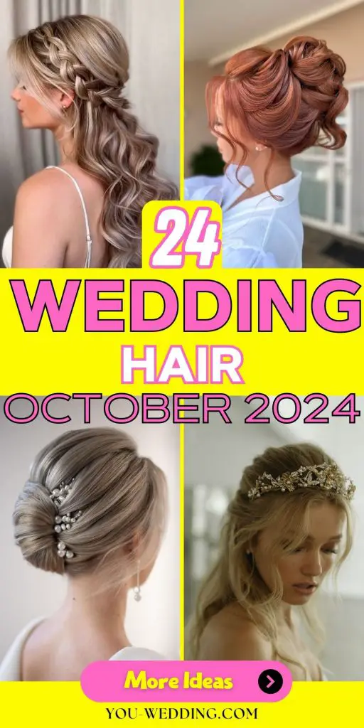 Stunning Wedding Hair 24 Ideas for October 2024: Elegant Styles for Every Bride