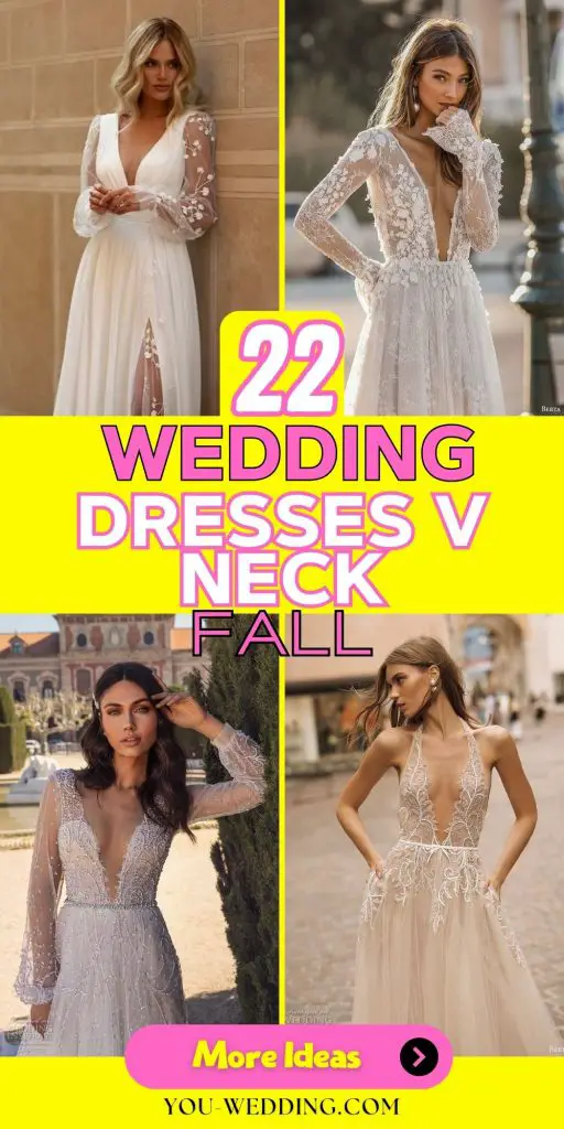 Stunning Fall Wedding Dresses with V-Neck Designs 22 Ideas