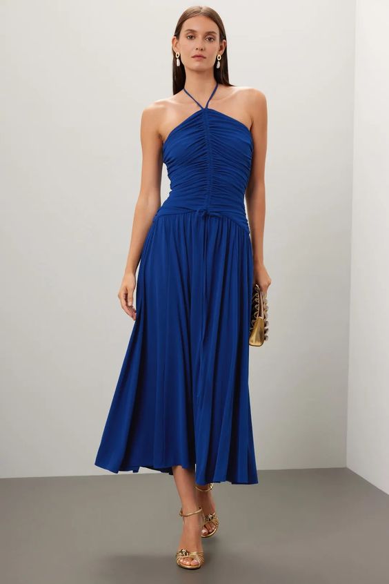 Autumn Wedding Guest Dress 22 Ideas: Blue Elegance