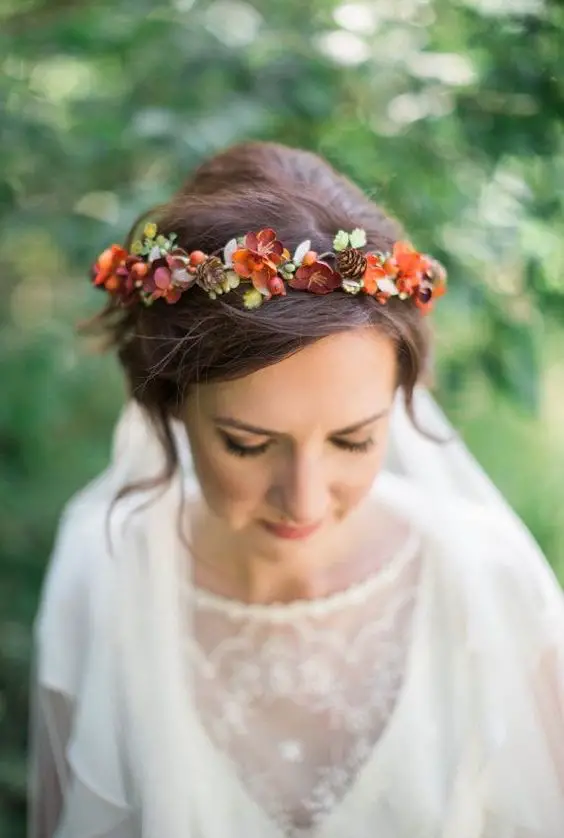 Autumn Wedding Hair Wreath 24 Ideas: The Perfect Accessory for a Fall Bride